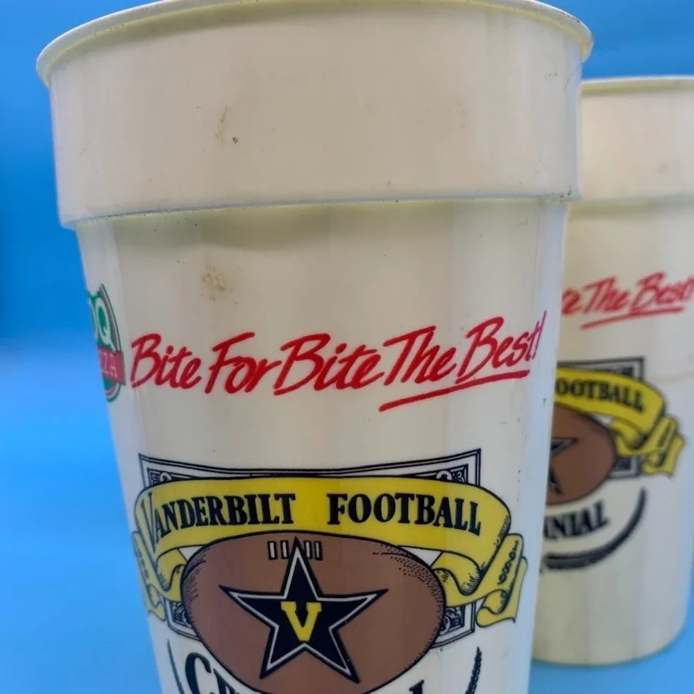 Vintage Vanderbilt University Football Centennial Plastic‎ Souvenir Cups